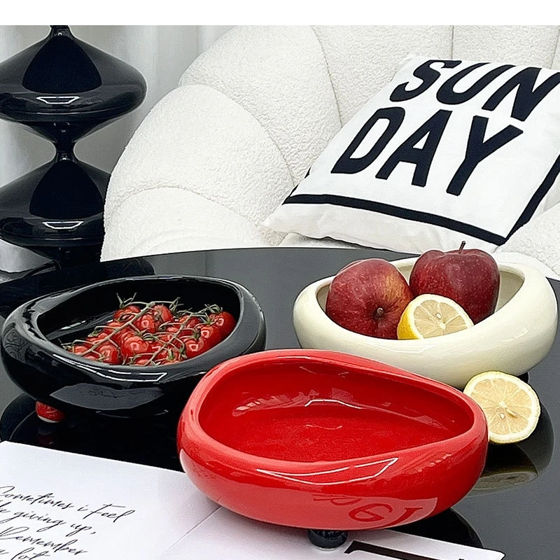 

Ceramic Fruit Plate Hotel Front Desk Snack and Candy Storage Tray Wedding Party Dessert Home Decoration Art