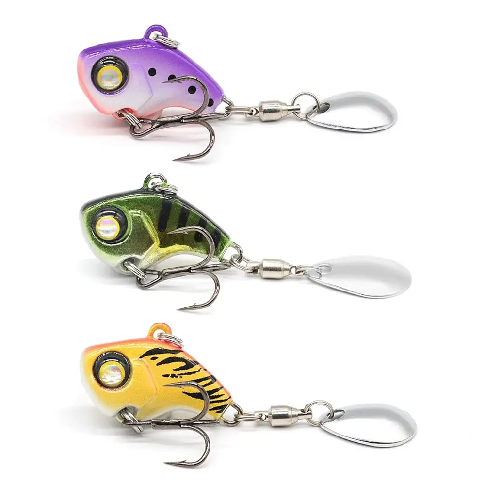 

Набор из 3 вибрирующих приманок-спиннеров для рыбалки, приманки для форели с острыми тройными крючками, вибрирующие плавающие приманки для баса, судака, щуки