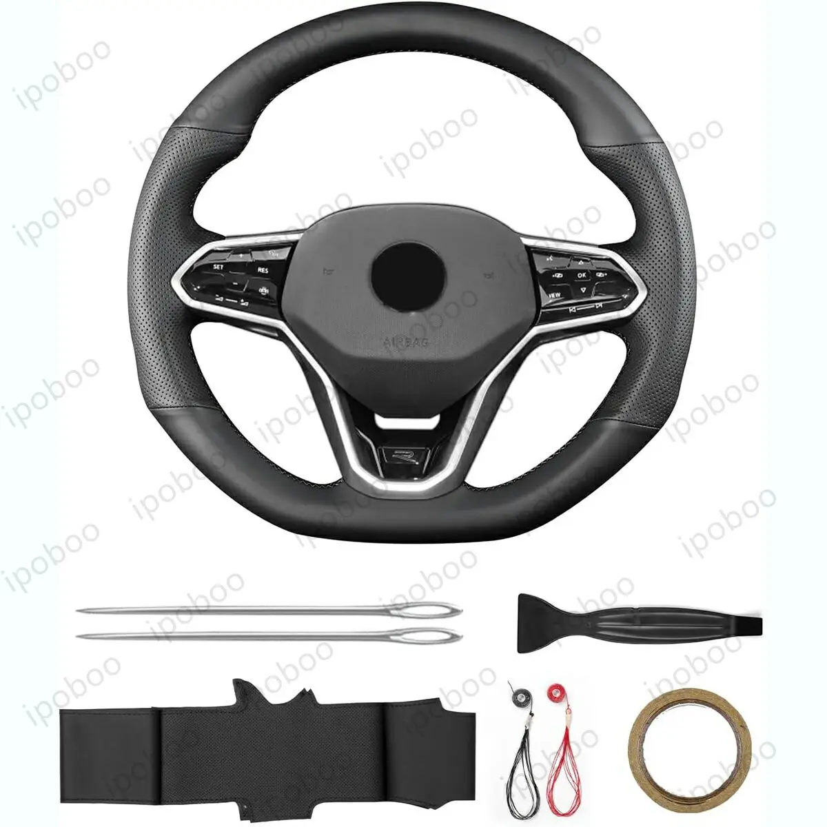 Funda de Volante Cosida a Mano para Volkswagen Tiguan T-ROC Polo GTI Jetta GLI Golf R Golf GTI 2022 Touareg R Tiguan R Golf
