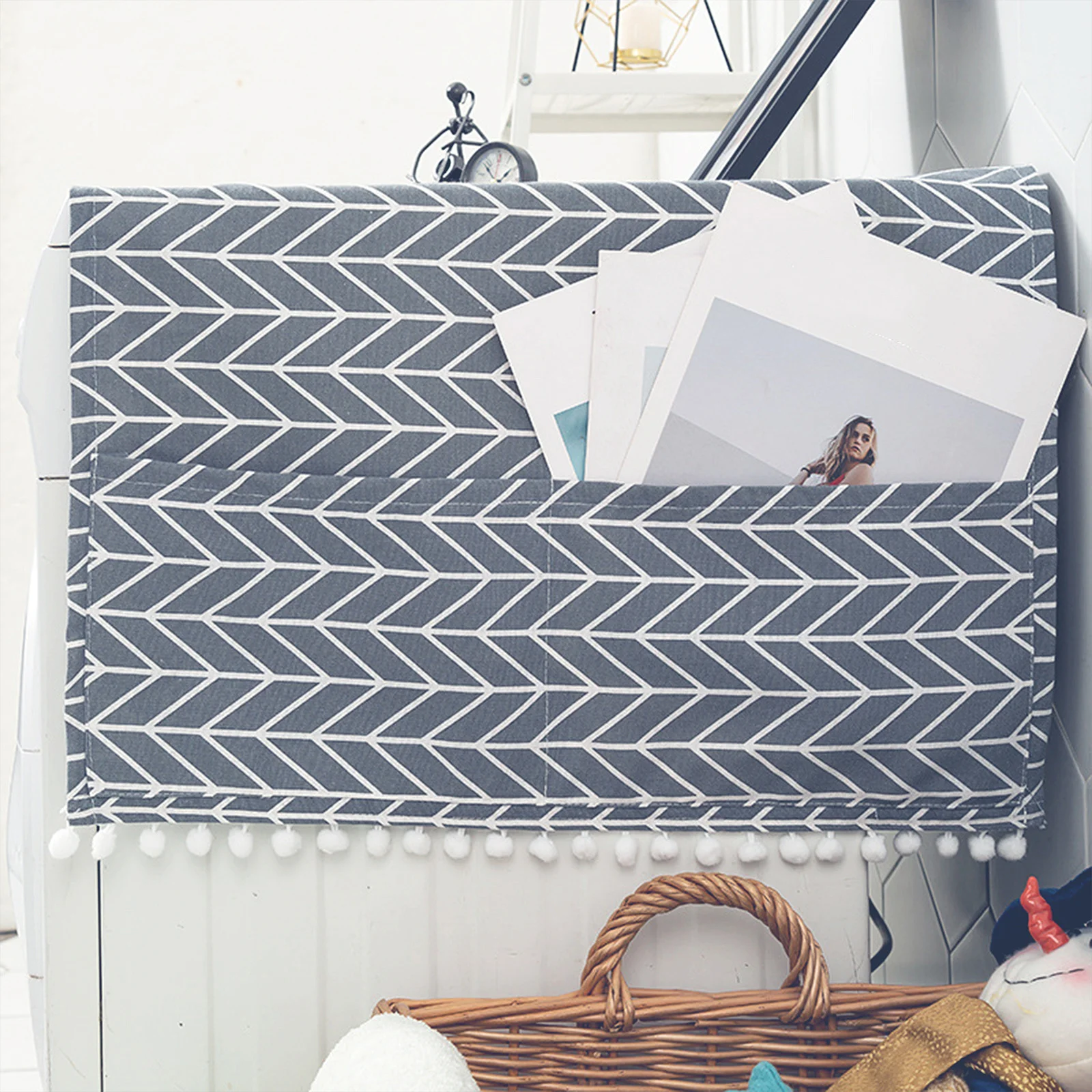 غطاء غسالة من القطن الفاخر مقاوم للغبار مع جيوب تخزين لغطاء الغسالة الواقي للثلاجة والثلاجة #6