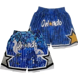 Basketball shorts Orlando flower Four pockets Sewing embroidery Outdoor sports Beach pants high quality Blue 2024