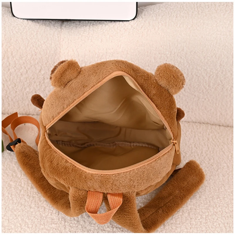 Brown Capybara Children Girl Backpack Kid Plush Bookpack Cute Capybara Cartoon Princess Kindergarten School Boy Girl Backpack