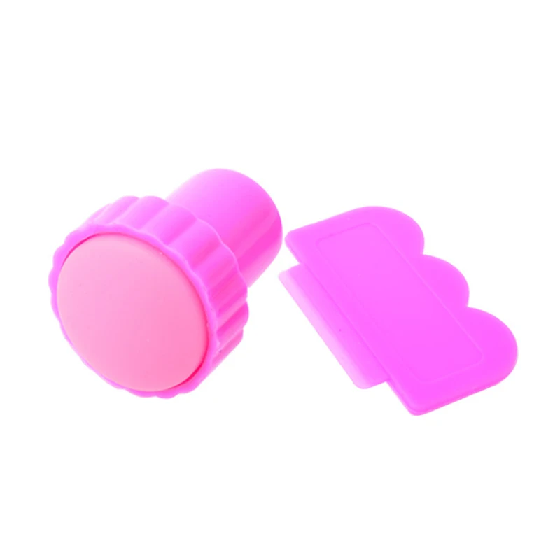 Carimbo rosa para arte em unhas, carimbo com raspador, placa de imagem, ferramentas de manicure, faça você mesmo, carimbo de transferência de esmalte
