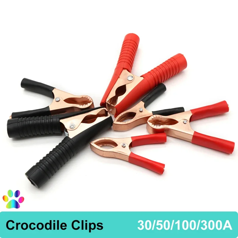 

Crocodile Clip Car Caravan Van Battery Test Lead Wire Clips Plug Power 30A 50A 100A 300A Black + Red Alligator Clips Connector