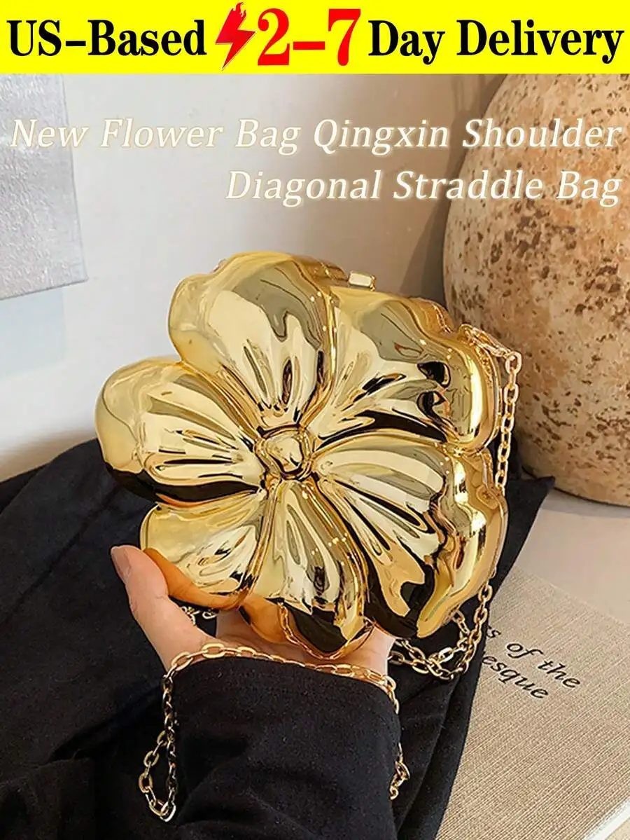 

Floral Shape Clutch Bag With Chain Strap For Women Party Evening