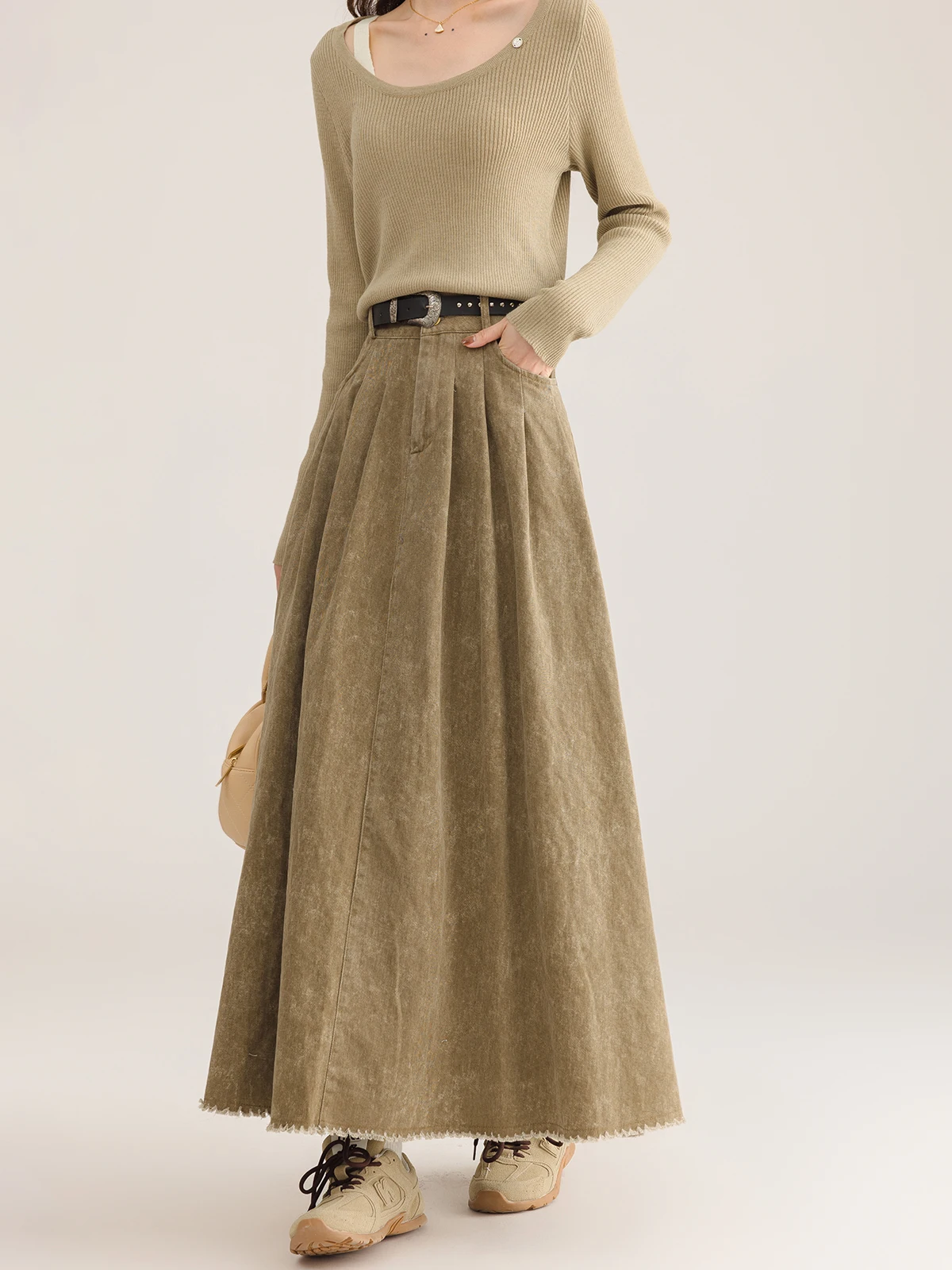 

Юбка RUXU в корейском стиле, вельветовая, с завышенной талией, для женщин, стройнящая, универсальная, средней длины, А-силуэт, для офиса