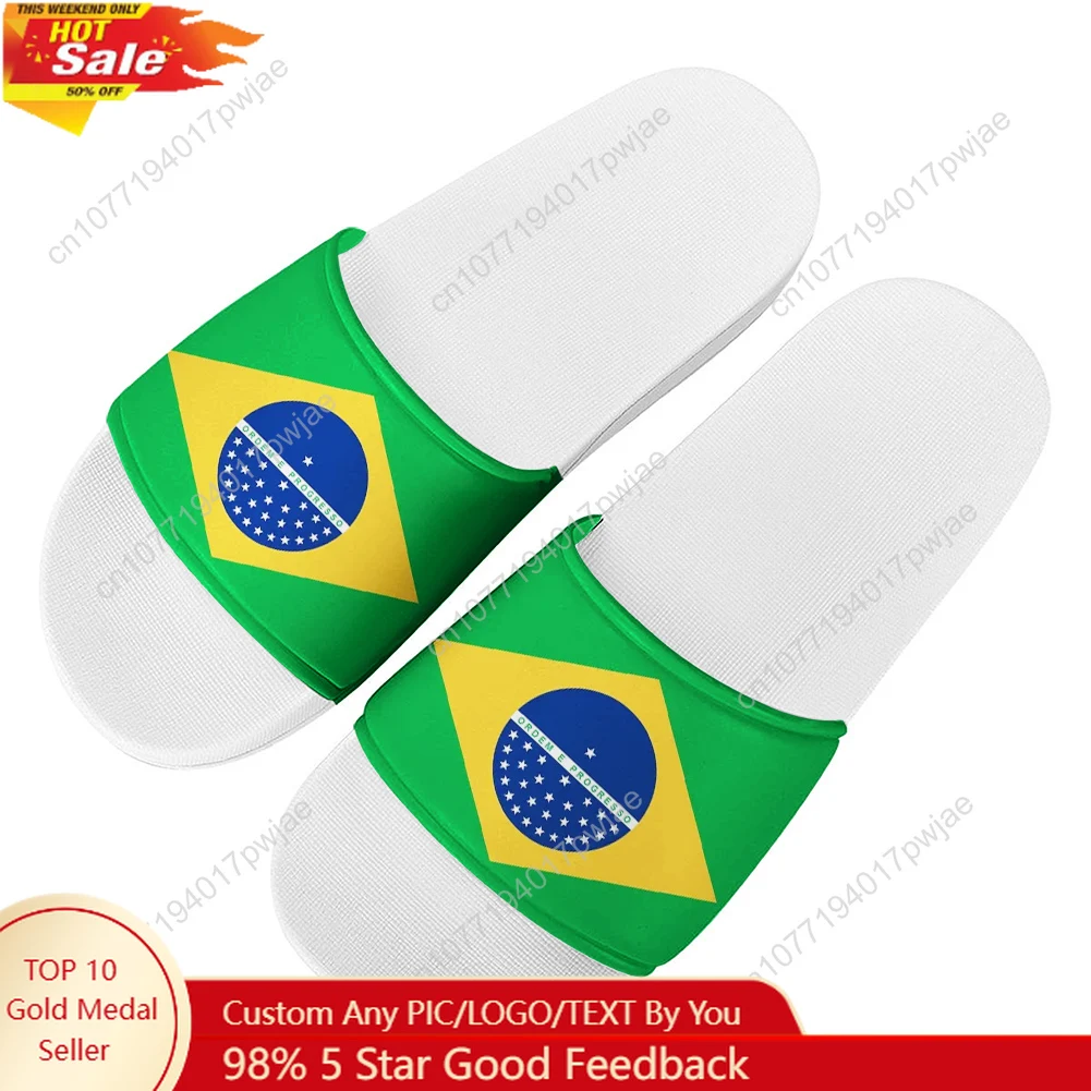 

Brazilian flag personalised print Slippers Fashion Water Shoes Pop Mens Womens Beach Pool Sandals High Quality Summer Slipper