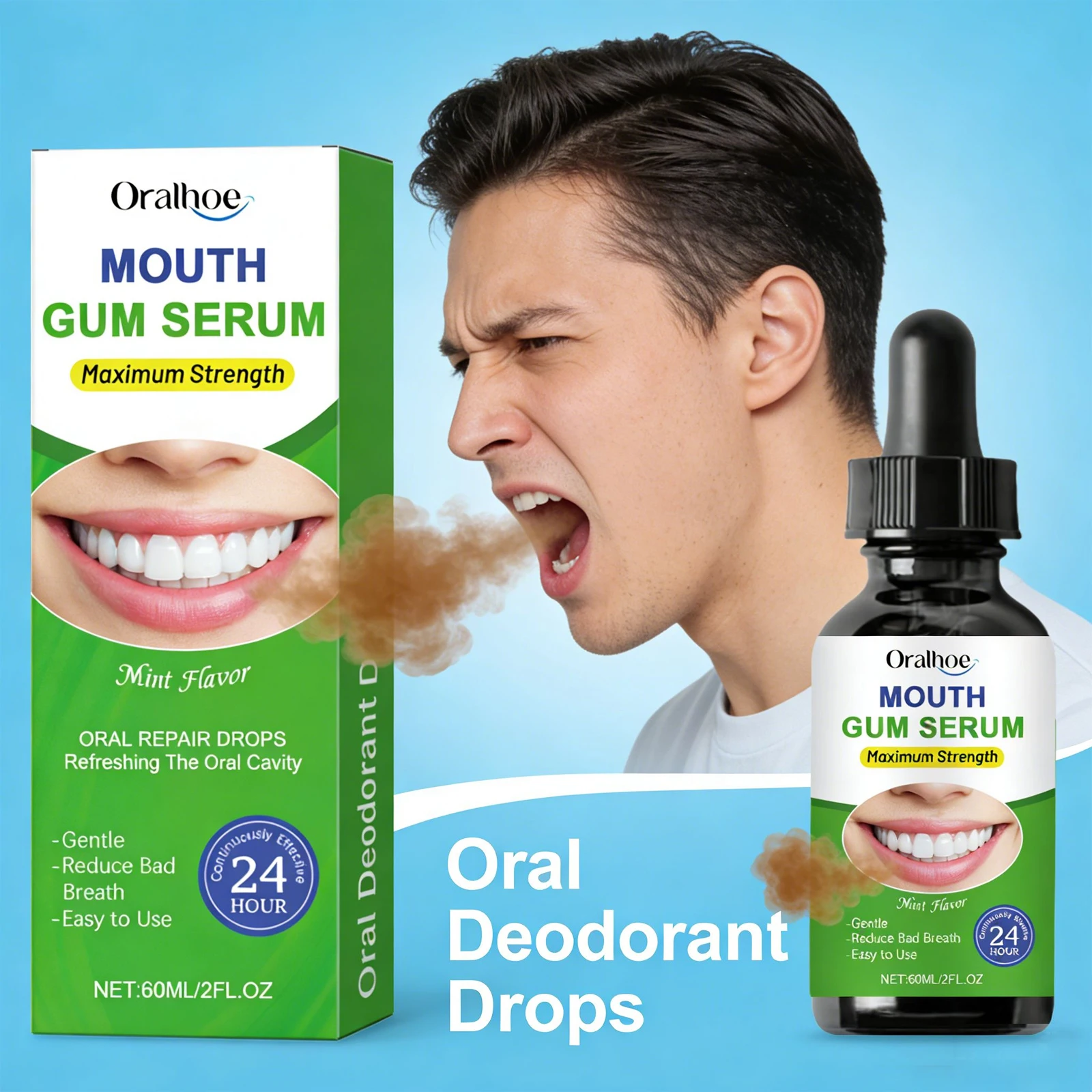 Bad Breath Treatment Drops Remove Dental Plaque Stains Relieve Gum Pain Swelling Protect Enamel Cleaning Teeth Whitening Liquid
