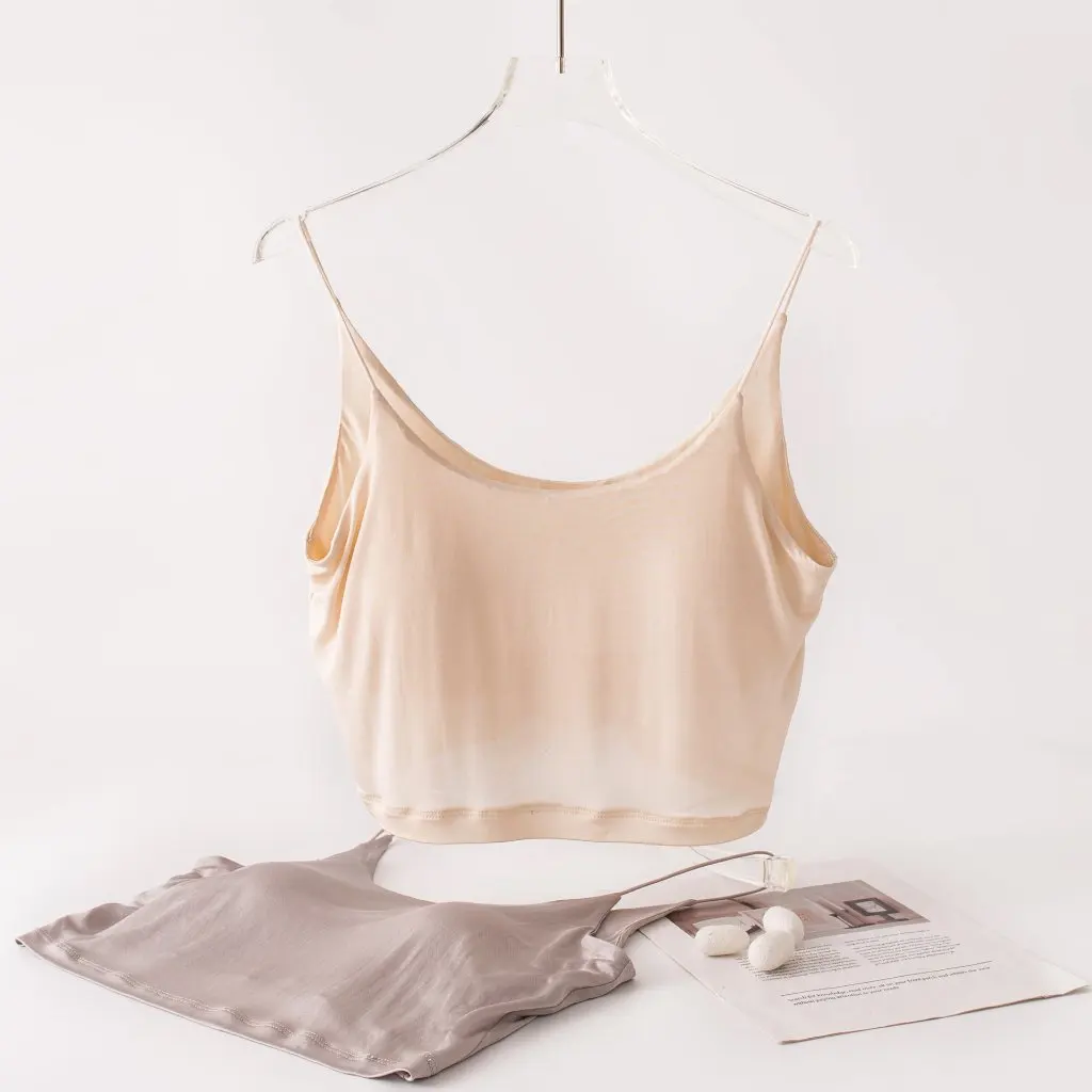 

Шелковый U-образный топ сзади, двухслойный антиэкспозиционный топ-труба, глянцевое свободное женское нижнее белье, модное