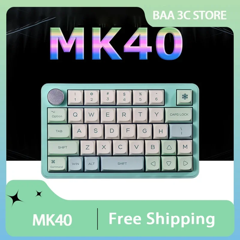 MK40 Mechical Keyboard Macro Programming RGB Customized Wired Knob One-Hand Left-Hand Gaming Keyboard 38Keys Laptop Accessory