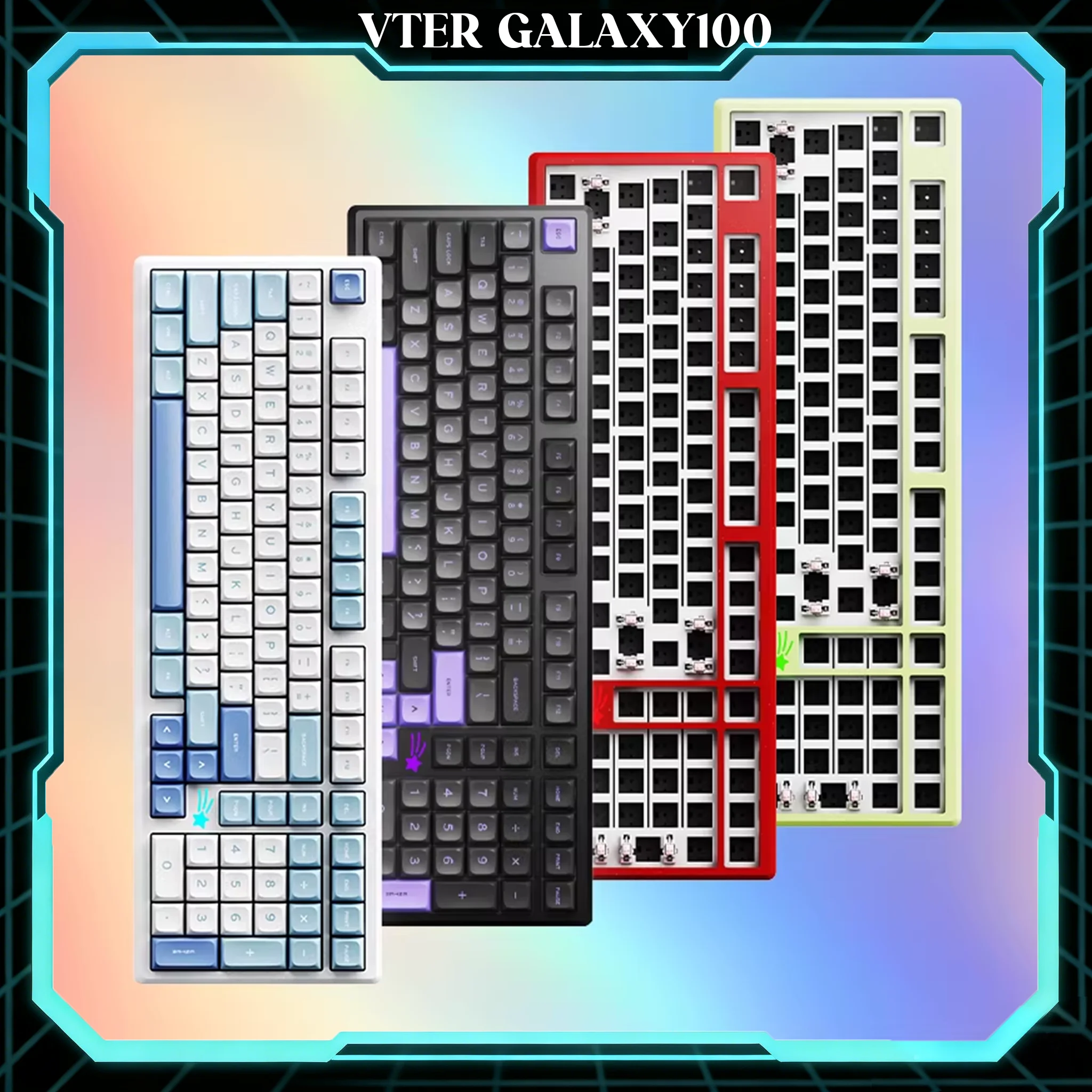 

Механическая клавиатура VTER Galaxy100 CNC из алюминия, беспроводная, 96% раскладка, 100 клавиш, с возможностью горячей замены, RGB-подсветка, Gasket-крепление, из прочного металла, для офиса и игр