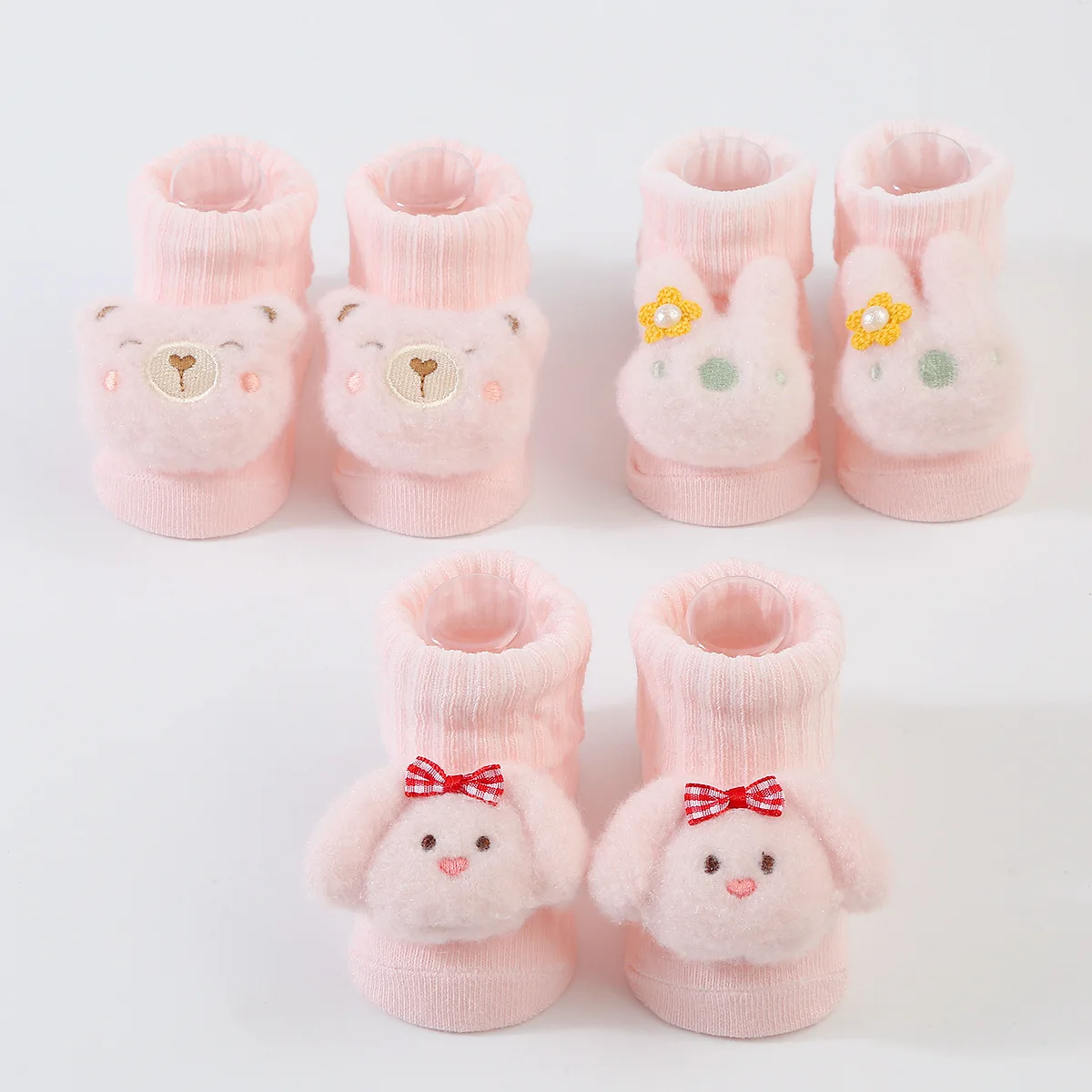 0-6 Months Socks for Newborns Baby Girls Boys Soft Cotton Socks Spring Autumn Cute Cartoon Animal Doll Infant Floor Sock