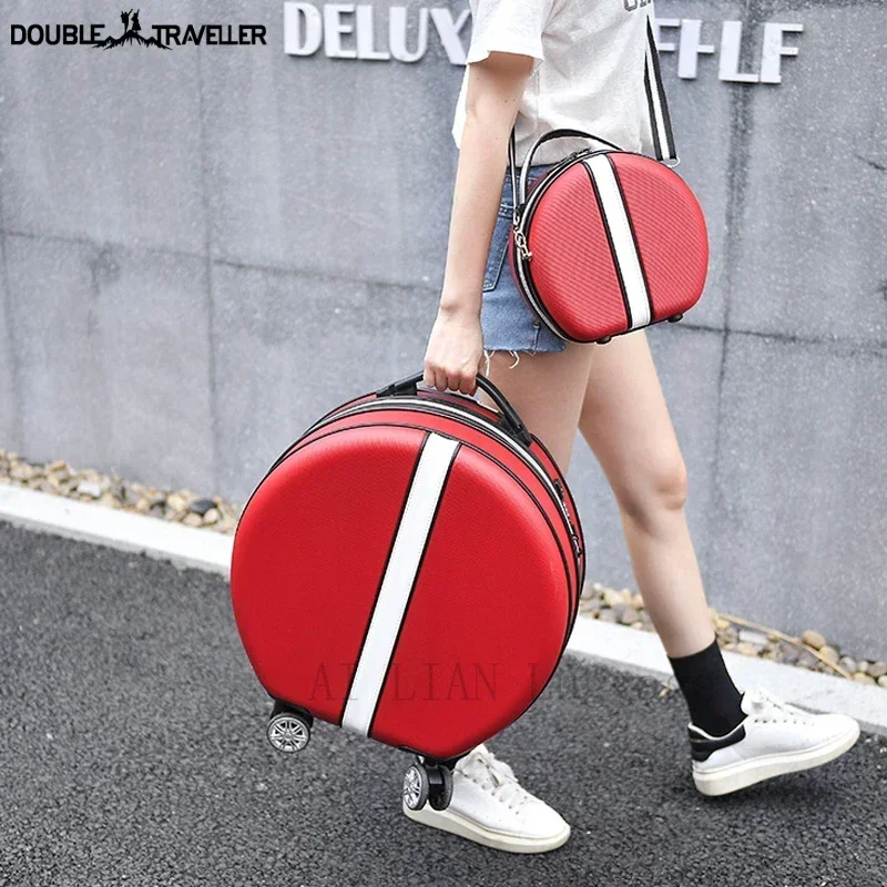 Travel suitcase on wheels,rounded trolley luggage,fashion luggage set,high quality trolley luggage case,Women rolling luggage