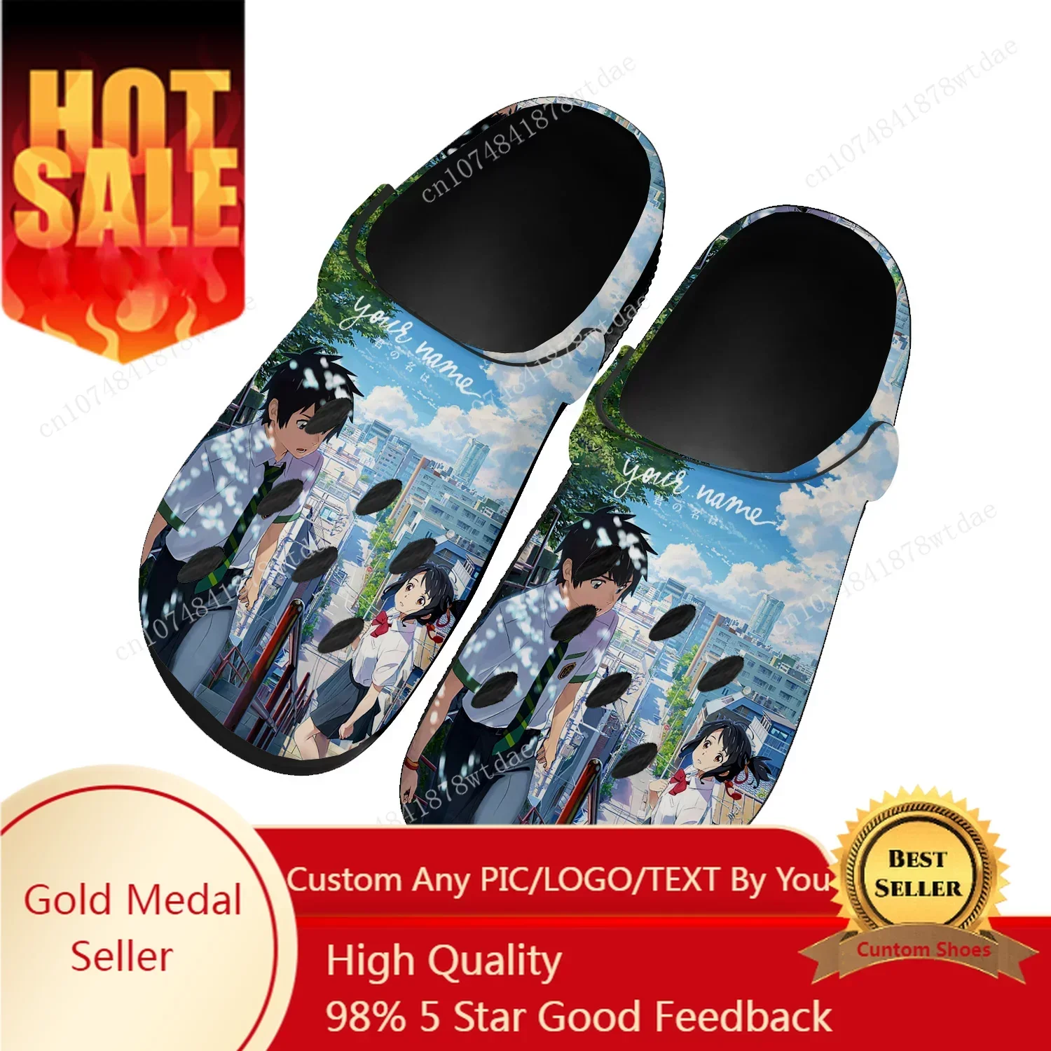 

Your Name Home Clogs Men Women Youth Boy Girl Custom Made Water Shoes Japanese Anime Cartoon Garden Beach Hole Slippers Sandals