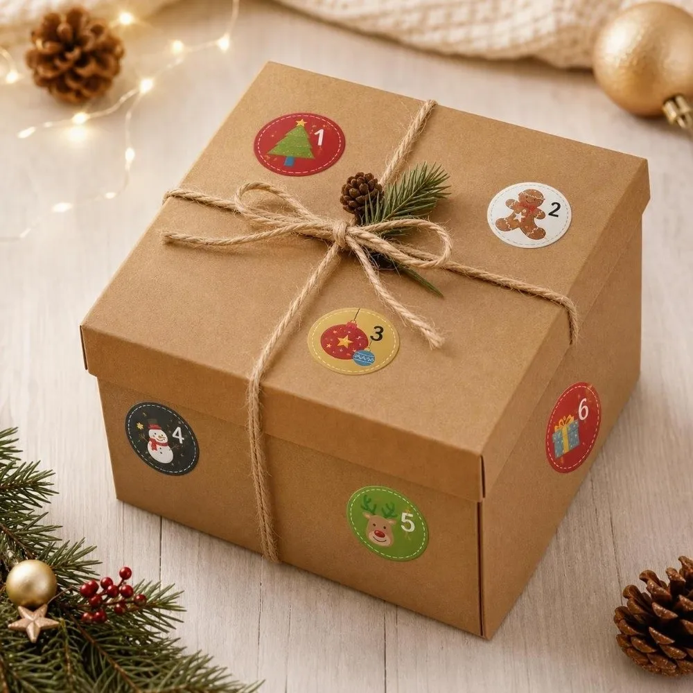 10 Sheets Set Numbered Stickers Christmas Countdown Calendar Stickers Irregular Waterproof Adhesive Gift Sealing Stickers