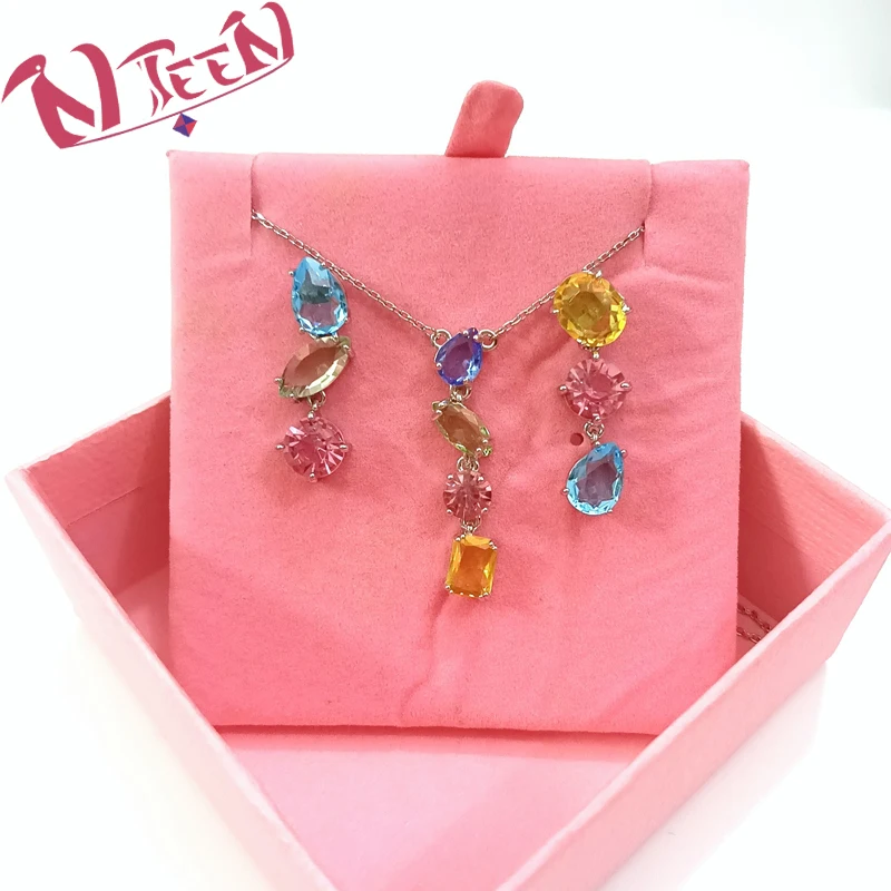 High Quality Original Women\'s Jewelry Set, Gema Series Large Candy Shape Necklace and Earrings Set, Suitable for Holiday Gifts