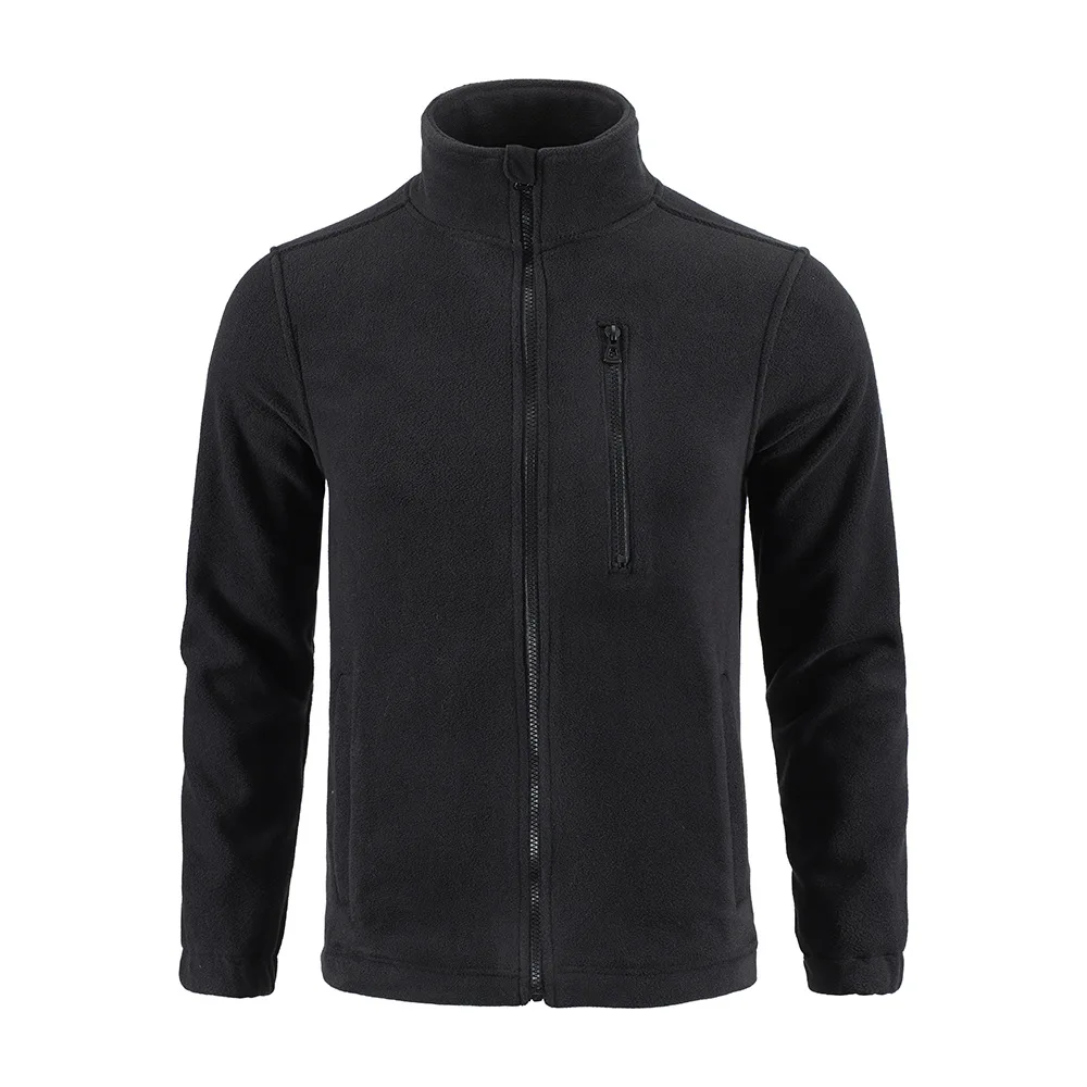 ESDY Fleece Jacket Stand-Up Collar Winter Double-sided Fleece Cardigan Inner Liner Warm Work Outdoor Camo Tactical Coats Men