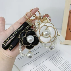 Easya Fabric Alloy Camellia Keychain Luxury Jewelry for Women