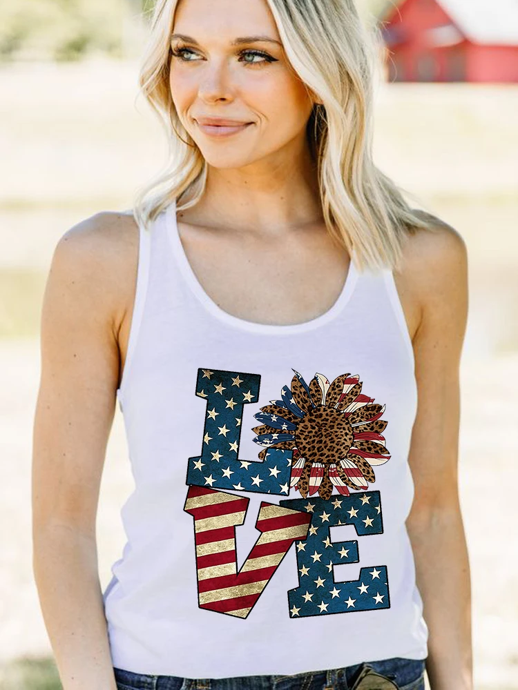 

4th of July Tank Patriotic Vintage Racerback Women's Tank Top Summer Loose Sleeveless Graphic Casual July Fourth Vest Tees