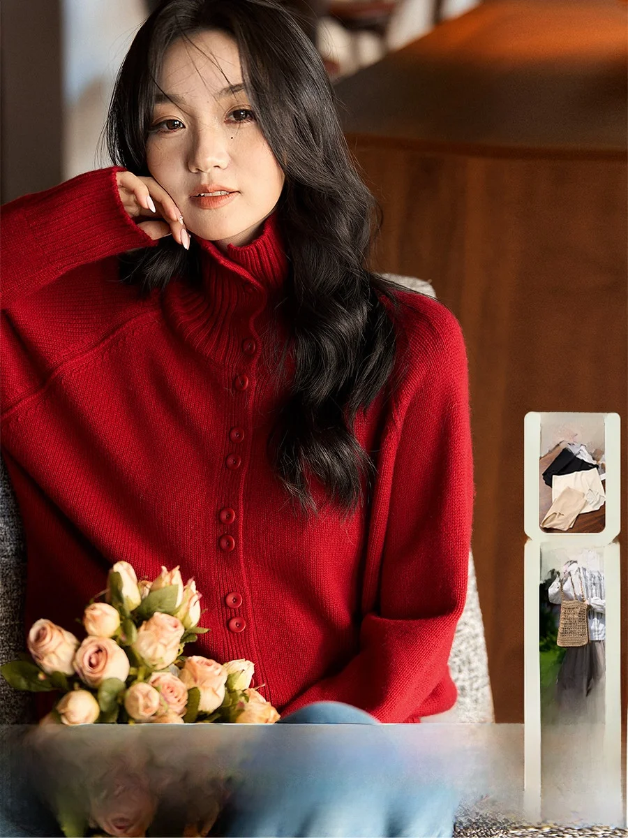 

Зимний вязаный кардиган XiaoHanGe на одной пуговице, разноцветный, из шерсти и кашемира, свободного кроя, повседневный, теплый, женский свитер