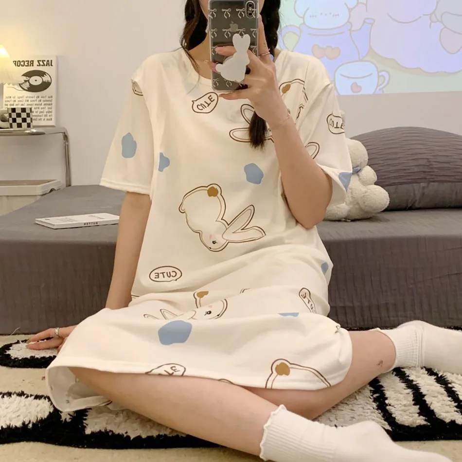 Maternity Clothings Nursing Dresses Breastfeeding Sleepwear Pattern Printing Cheerful and Lively Girl Feeling for Pregnant Women