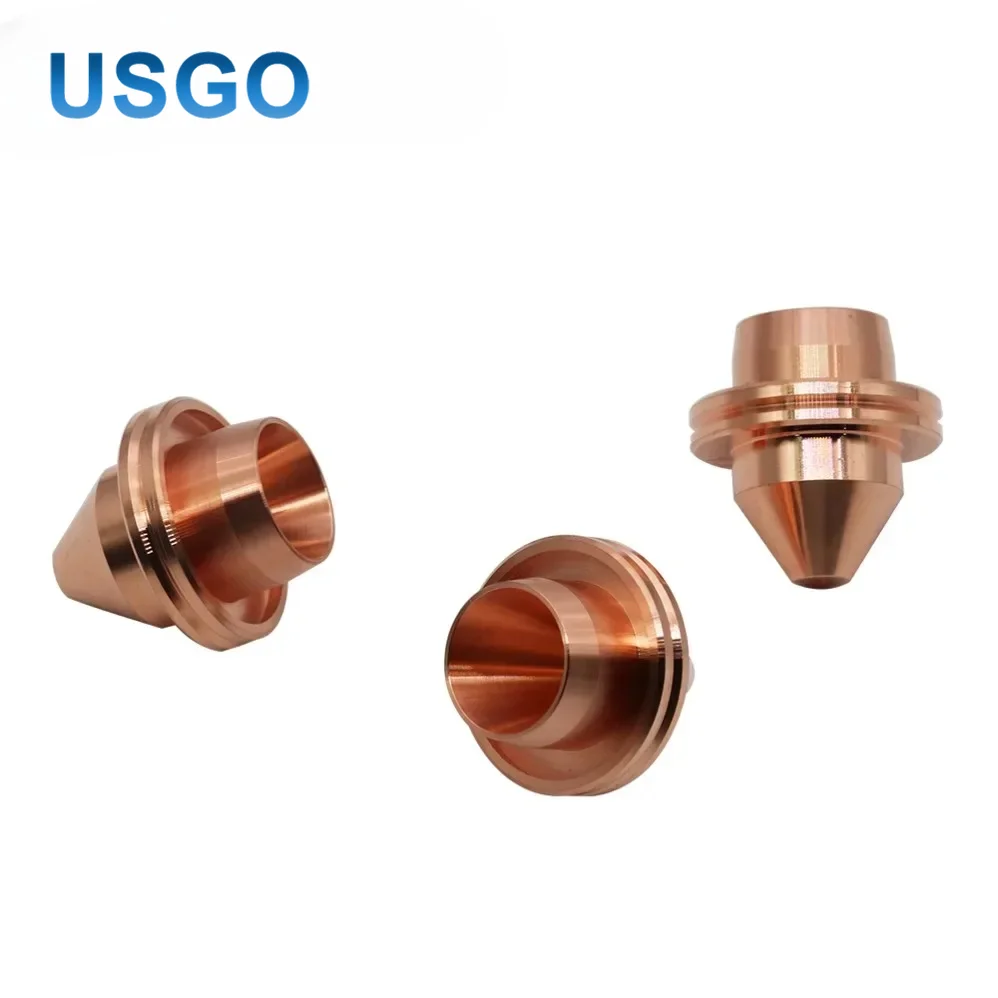USGO 10Pcs/Lot Single Layer Copper Laser Nozzle for Mitsubishi Fiber Laser Cutting Head Consumables Spare Parts