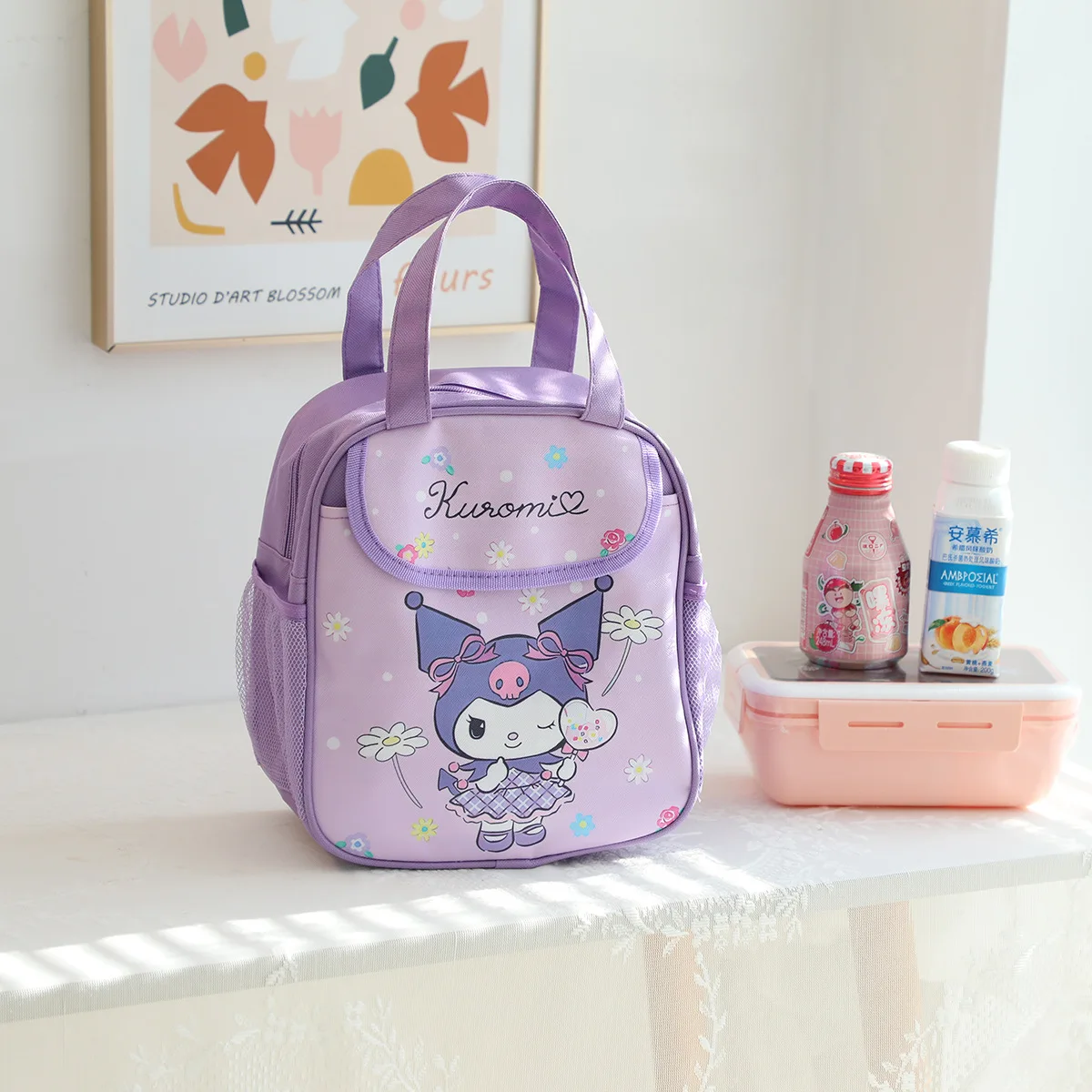 New Hello Kitty Lunch Bag Cartoon Sanrio Insulated Bag studenti borsa per il pranzo Tote di grande capacità con borsa per il pranzo con tasca laterale