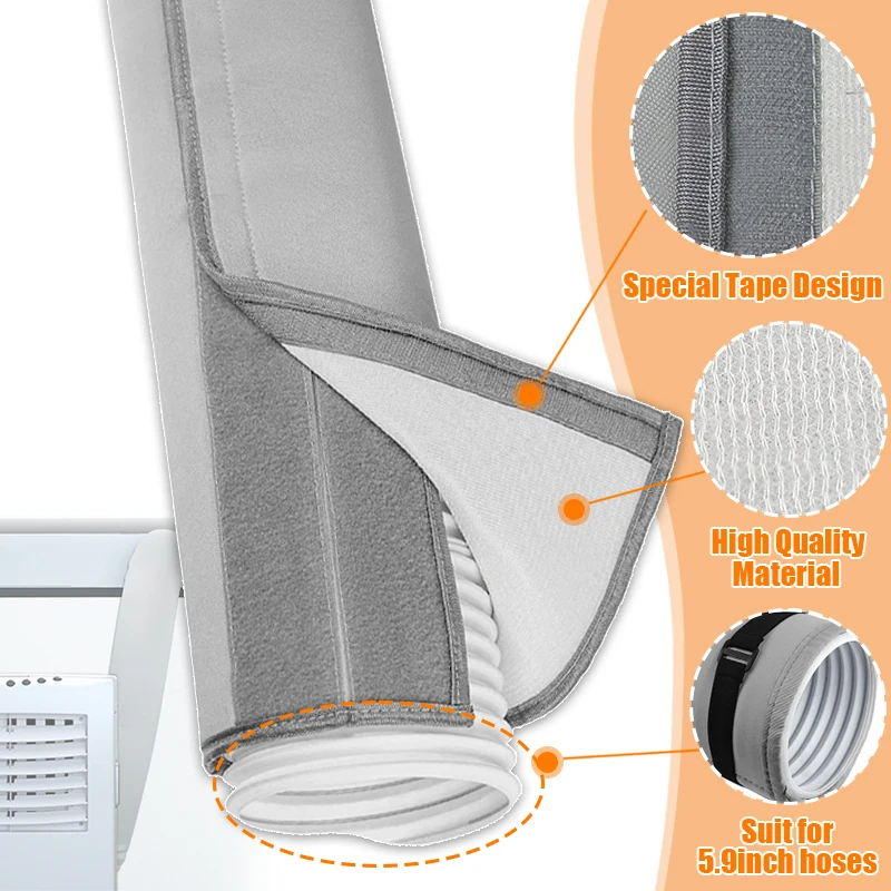 Universal Air Conditioner Hose Cover Exhaust Pipe Protection Insulated Ac Hose Duct Vent Cover Waterproof Easy Installation New