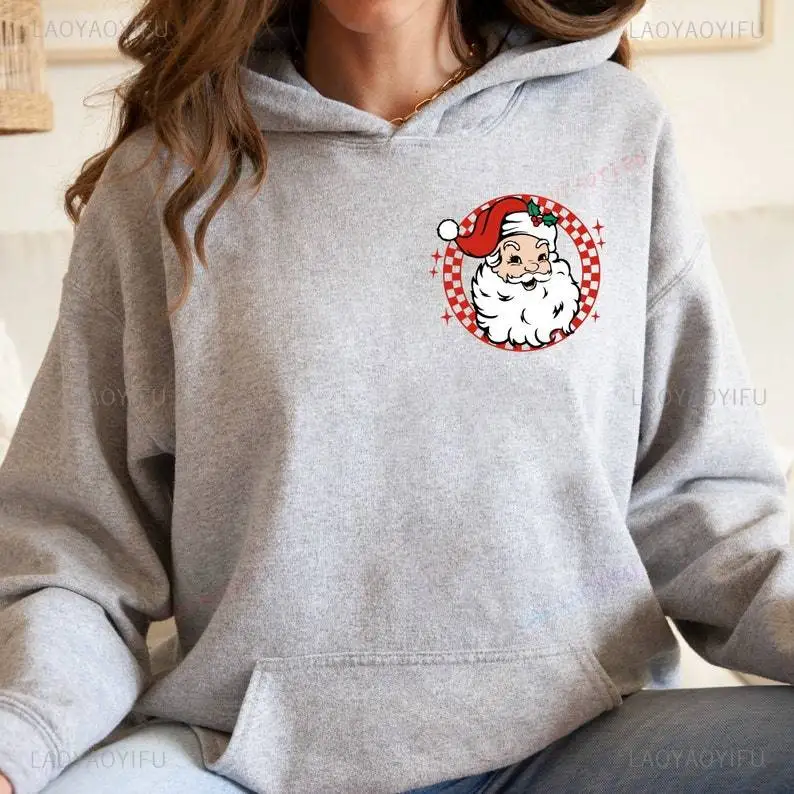 Sweats à capuche College vintage pour dames, sweats à capuche Harajuku, style unique décontracté, cadeau mignon, fête de Noël, joyeux Noël, père Noël, streetwear