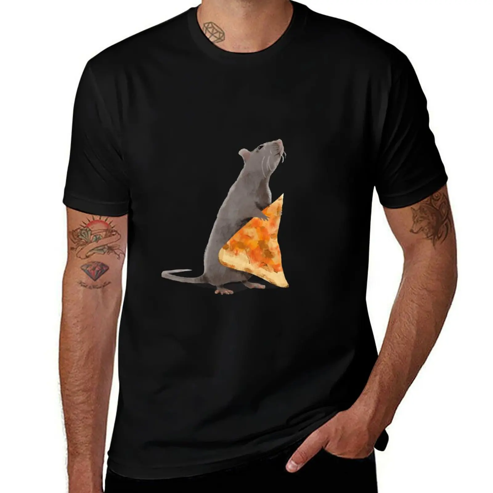 

Pizza Rat (White) T-Shirt Minimalist Casual Short Sleeve Top