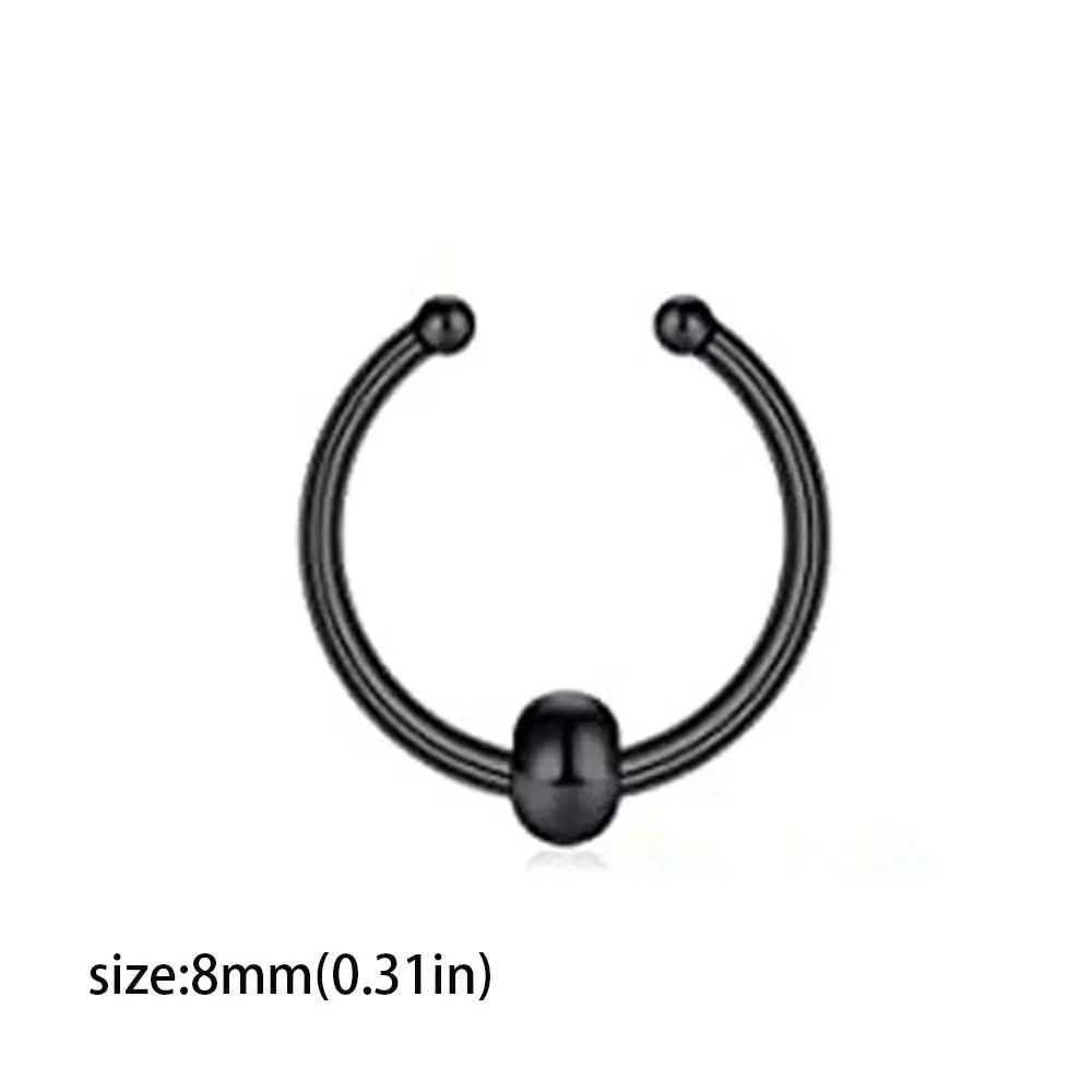 Trendy Metal Fake Nose Septum Rings Non Piercing Bead Multicolour Geometric Daily