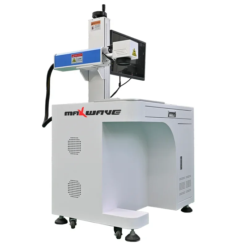 Fiber Laser Marking Machine Vertical Engraver 50w 30w 20w with Rotary Axis Separated Steel Metal Plastic Carving Maker