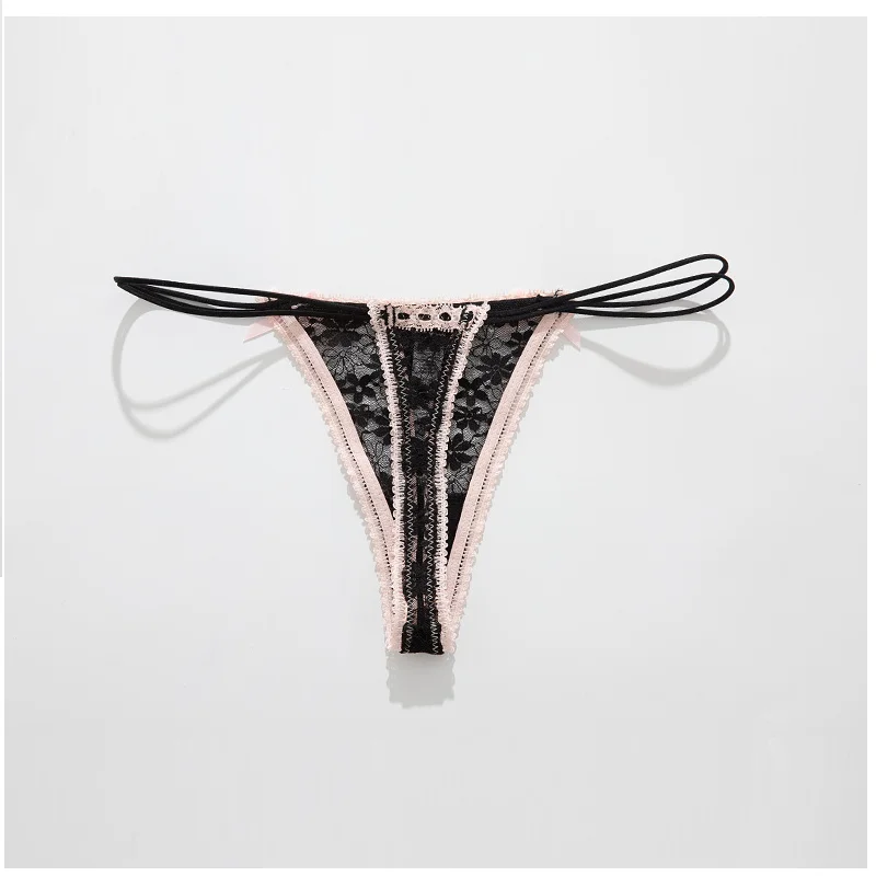 Calcinha de laço de renda sexy lingerie feminina uso diário casa usar roupa interior sólida feminina calcinha de cintura baixa respirável трусы ж misceе