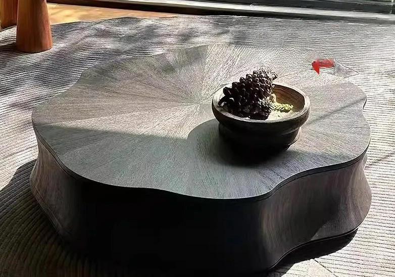 

Special-shaped solid wood water lily coffee table living room home designer modern