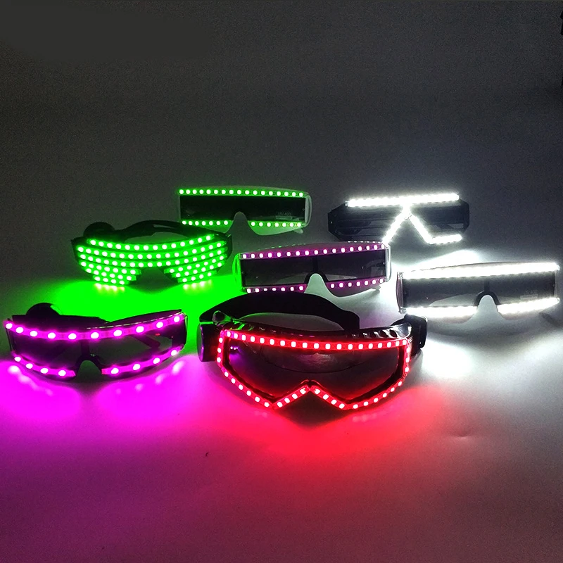 Futurist Electronic Luminous Glasses Novelty DJ Show Glowing Glasses Cool Cyberpunk Glasses Cosplay Dance Performance Props