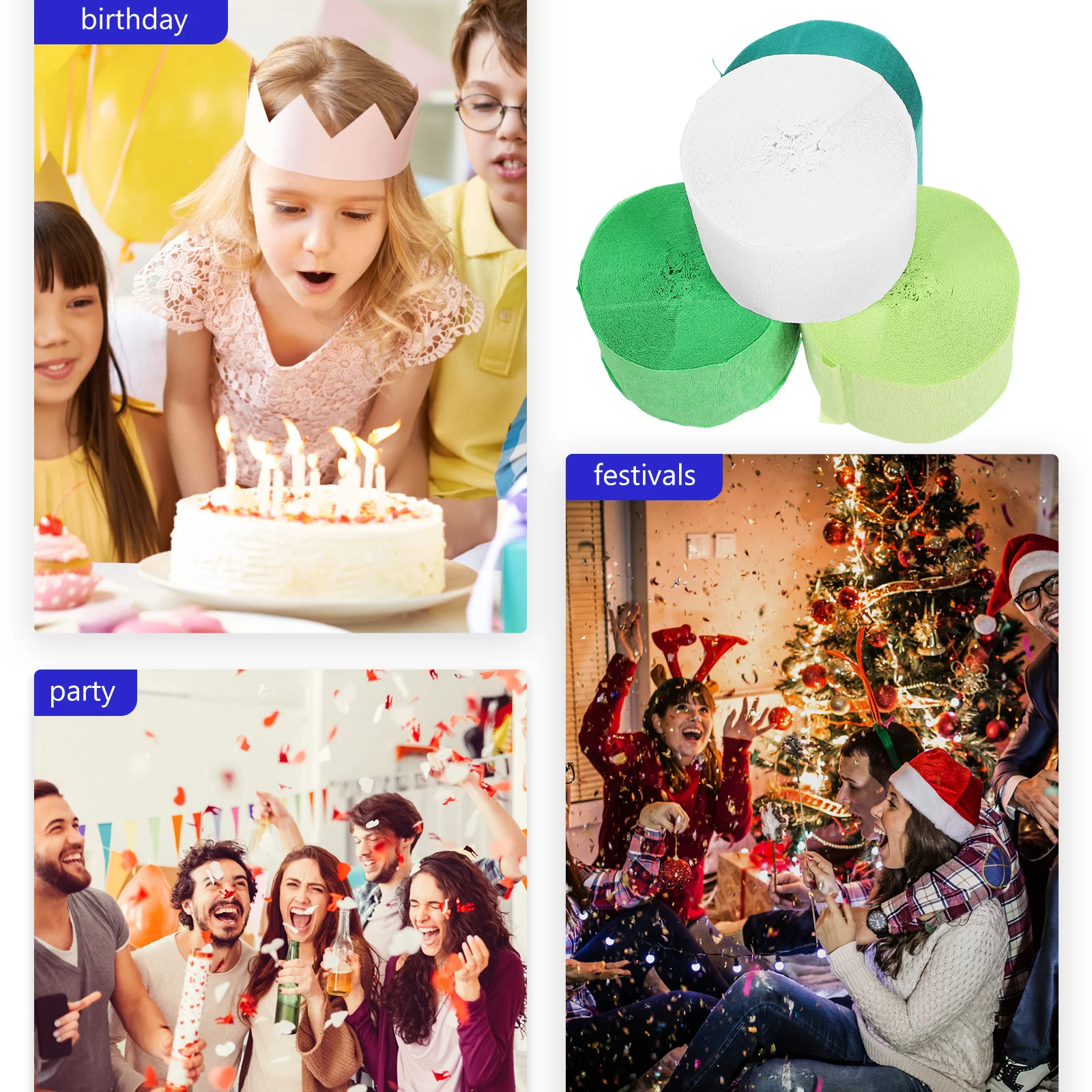 

8pcs Crepe Paper Streamers Decorative Party Birthday Wedding Decoration Colorful Paper Ribbons For Celebration Festival