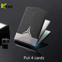 Fashion Aluminum Antimagnetic Card Holder Women Men Metal Cowhide Rfid Credit Card Business Card Holders Organizer Purse Wallet