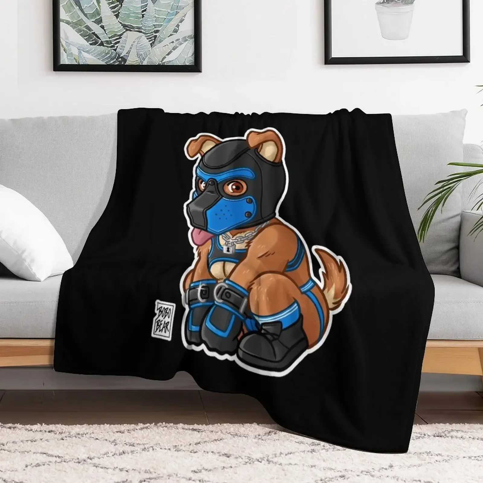 PLAYFUL PUPPY - BLUE MASK - BEARZOO SERIES Throw Blanket sofa bed for babies Decoratives Blankets