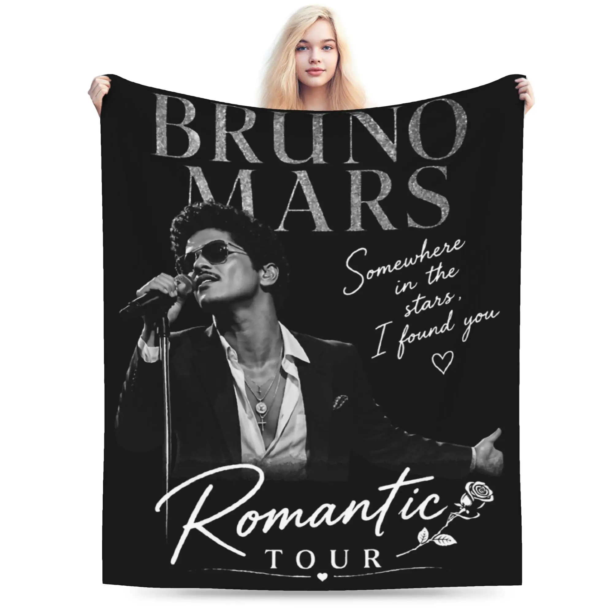 Super Soft Bruno Mars Romantic Tour 2026 Throw Blanket Premium Fleece Flannel Lightweight  Bed Blanket Cozy Fluffy Blankets