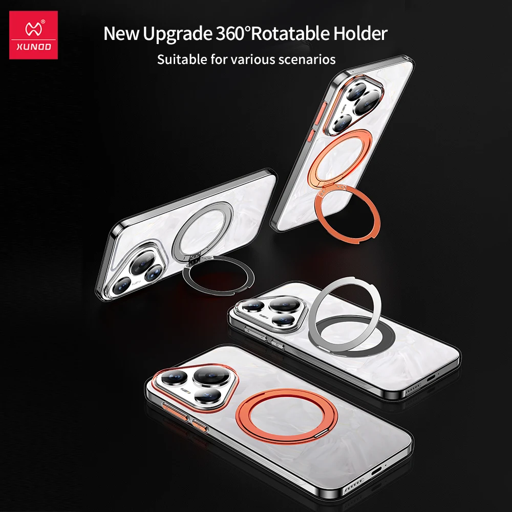 Xundd For Huawei Pura 70 Pro Plus Pura 70 Ultra Case with 360 ° Rotatable Magnetic Holder Camera Protective Clear Phone Cover