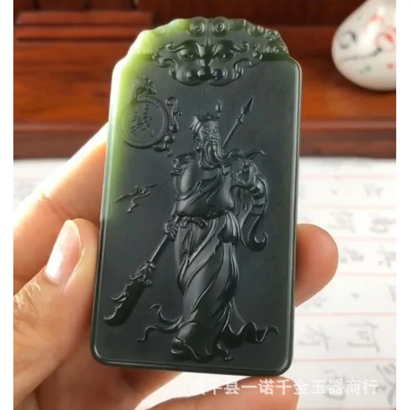 

Xinjiang Hotan Jade Zhongyi Shanshui Guan Gong Pendant, fine-quality jade pendant, wholesale and custom orders supported