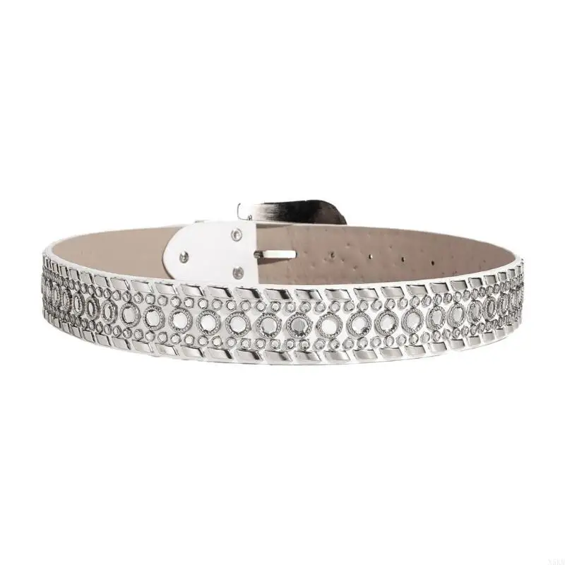 

N5KB Glistening Waist Belt Chain Idol Costume Blingbling Rhinestones Cowgirl Cowboy
