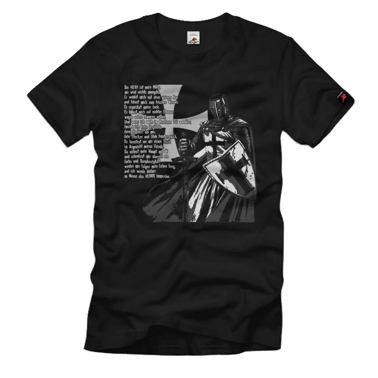 Camiseta Templar Knight Psalm 23 Orden Ritter Tempelritter Kreuzzug 34100 vintage lavada, ligeiramente elegante, respirável e confortável