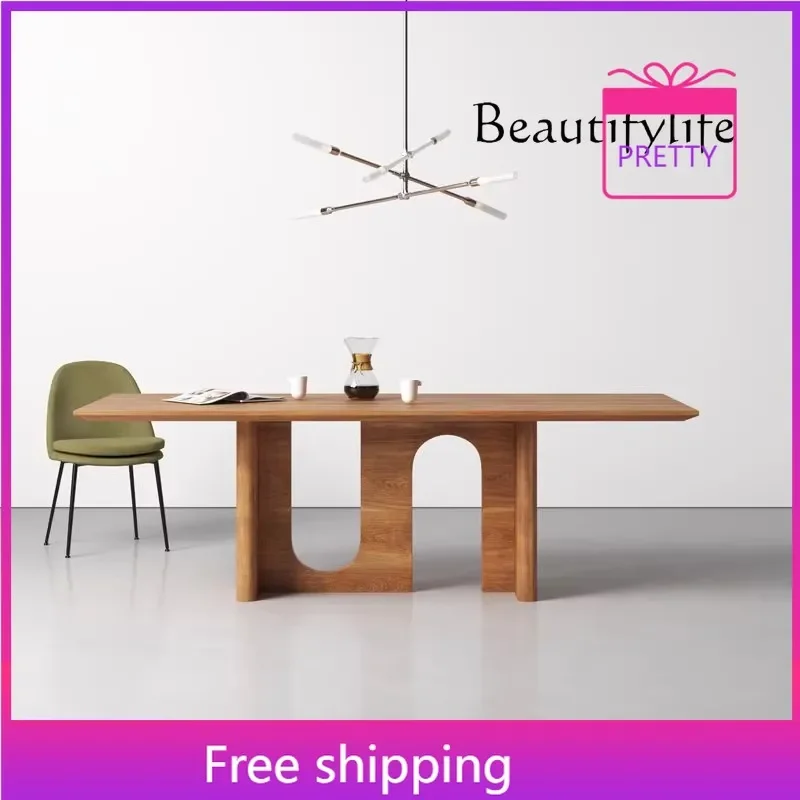 

Простой длинный стол из цельного дерева, офисный конференц-стол, креативный компьютерный стол для переговоров, верстак