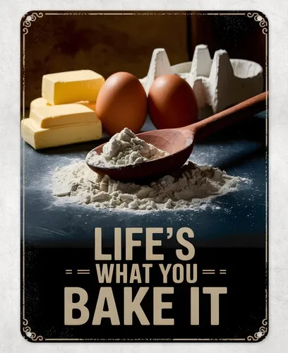 Life's What You Bake It Metal Poster Wall Tin Sign Man Cave Shed Home Plaque --Tin Sign