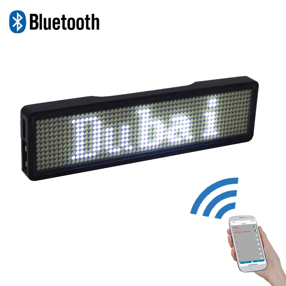 

Insignia Mini Bluetooth Scrolling Message Board Multi-language LED Name Tag LED Name Badge LED Display Digital LED Badge