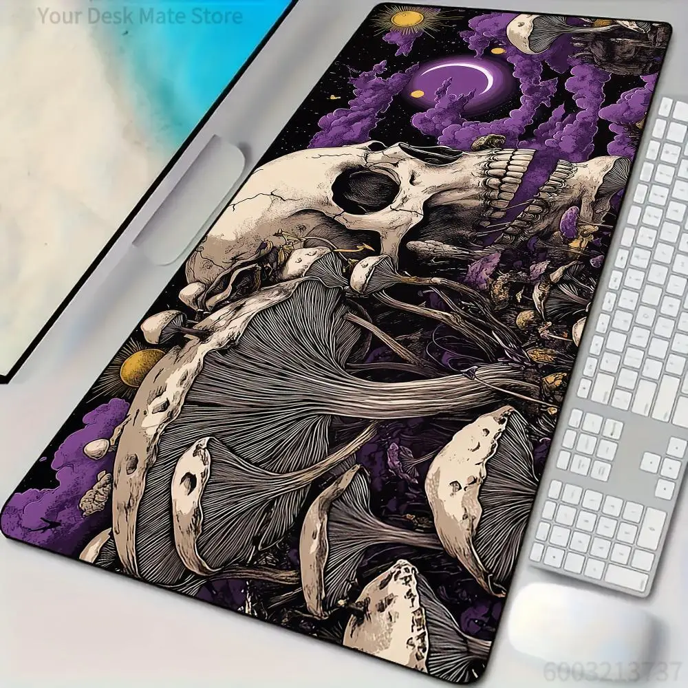 Gothic style mushrooms and skulls Mouse Pad Desk mat with stitched edges Natural rubber base maus pad Extended pad gaming mat
