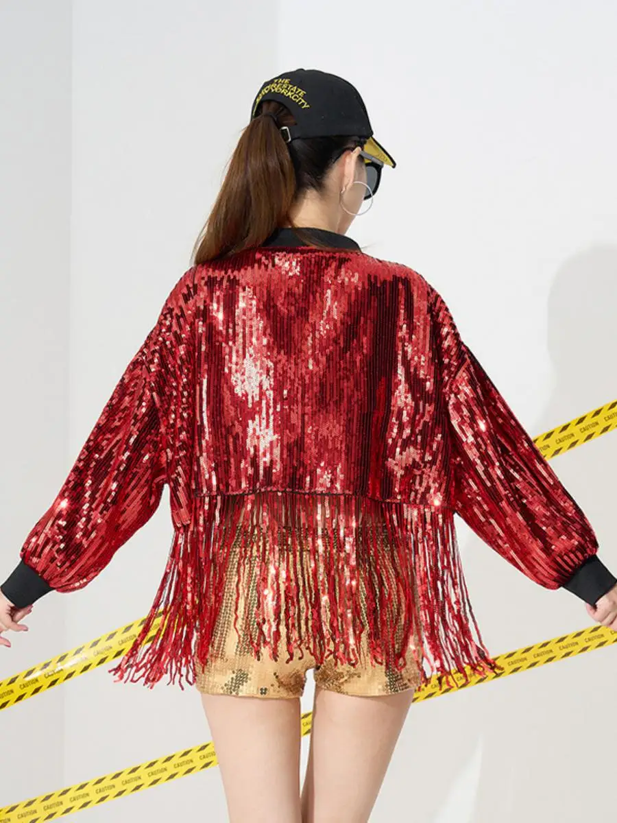 iny Paillettes Western Denim Sle Jaet Cardigan aperto primavera estate da donna ort Capispalla vestibilità ampia Tessuto di seta di latte