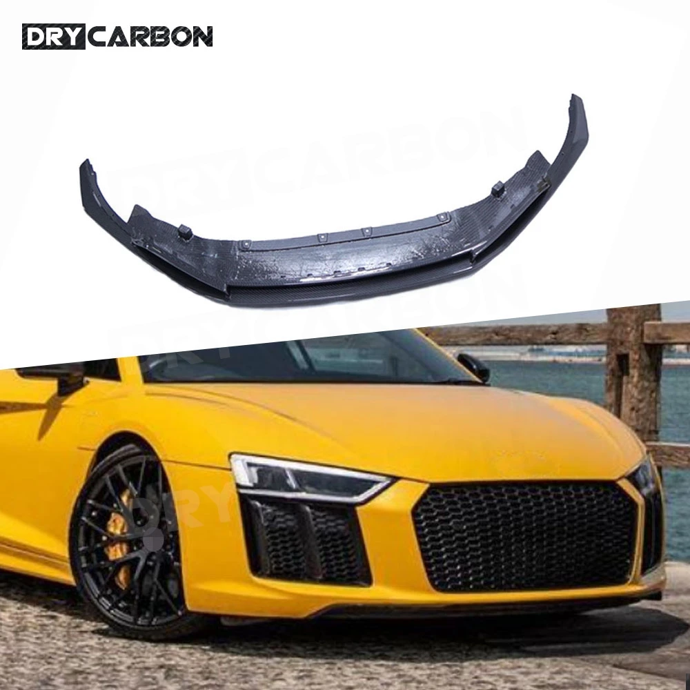 

Carbon Fiber Car Front Bumper Lip Chin Spoiler Splitters for Audi R8 V8 V10 2017-2020 FRP Black Body Kits Accessories