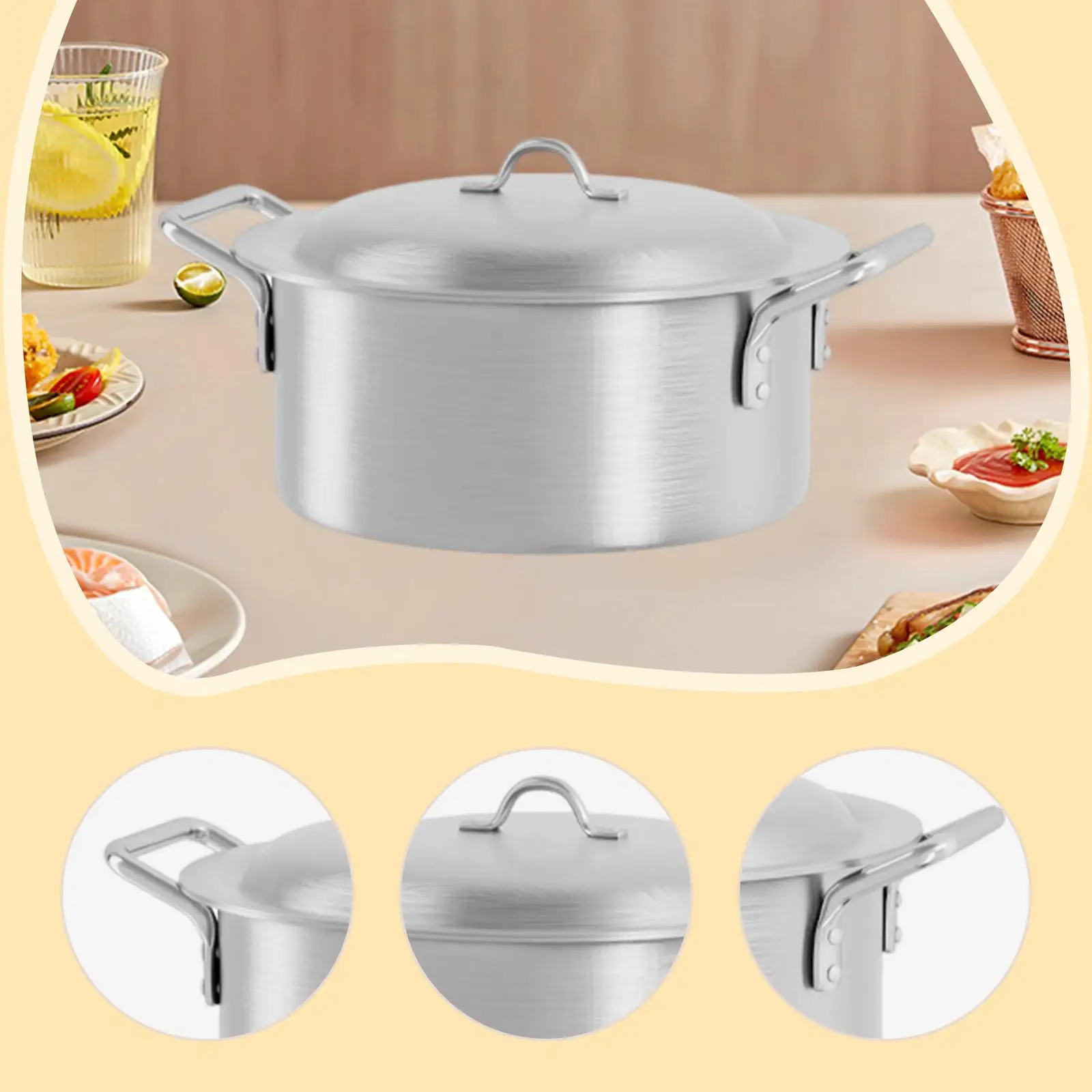 

Aluminum Stockpot Noodles Pot Multiuse Deep Portable Cooking Pot Cookware Double Handle for Pasta, Household Stew Kitchen Soup